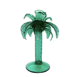PALM CANDLE STAND - EMERALD GREEN