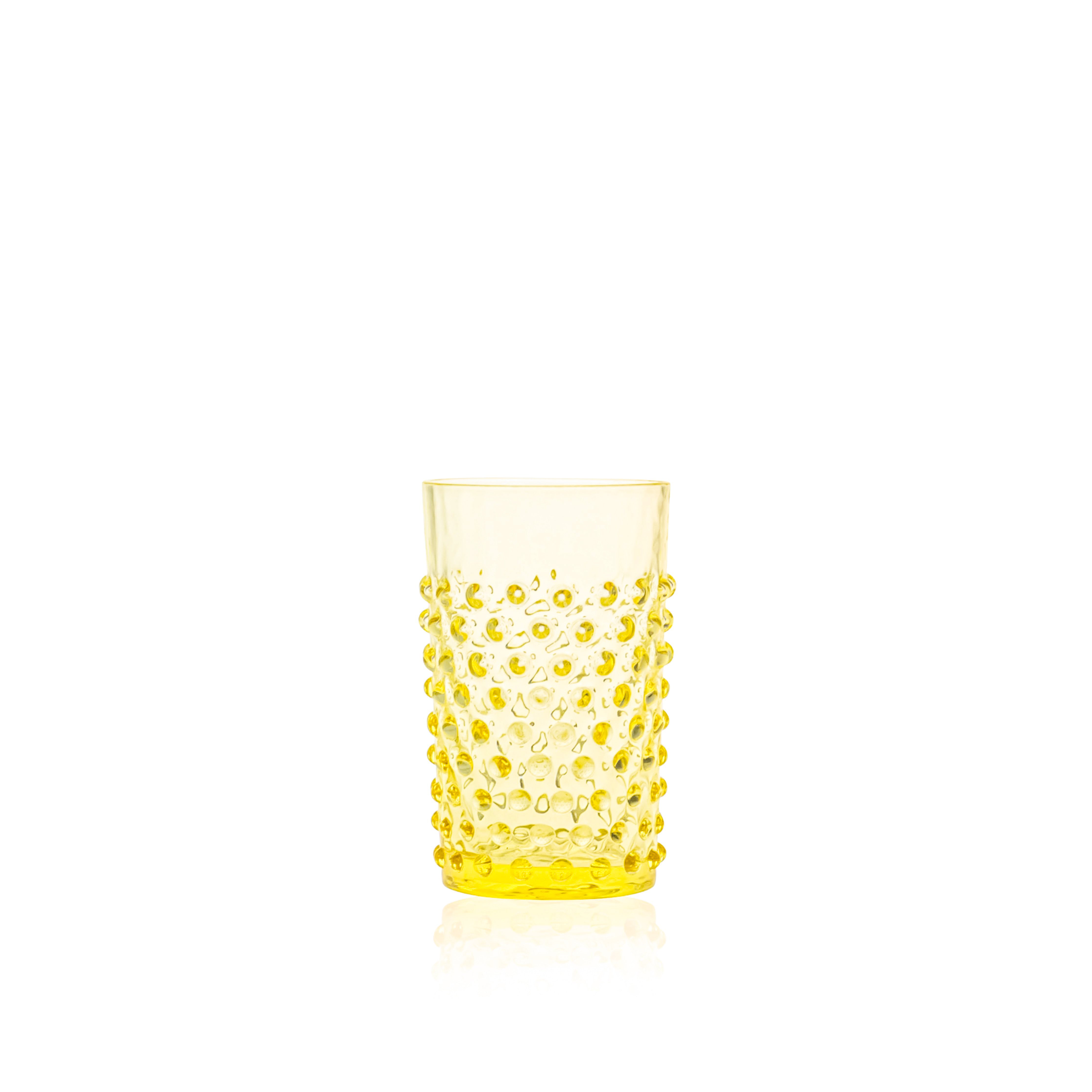 MOUTHBLOWN BOHEMIAN GLASSWARE - HOBNAIL TUMBLERS (A SET OF 6 PIECES)