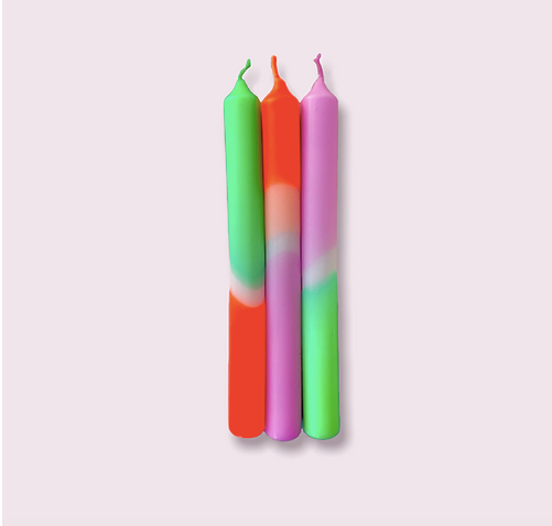 DIP DYE NEON CANDLES (a set of 3 candles) by PINK STORIES
